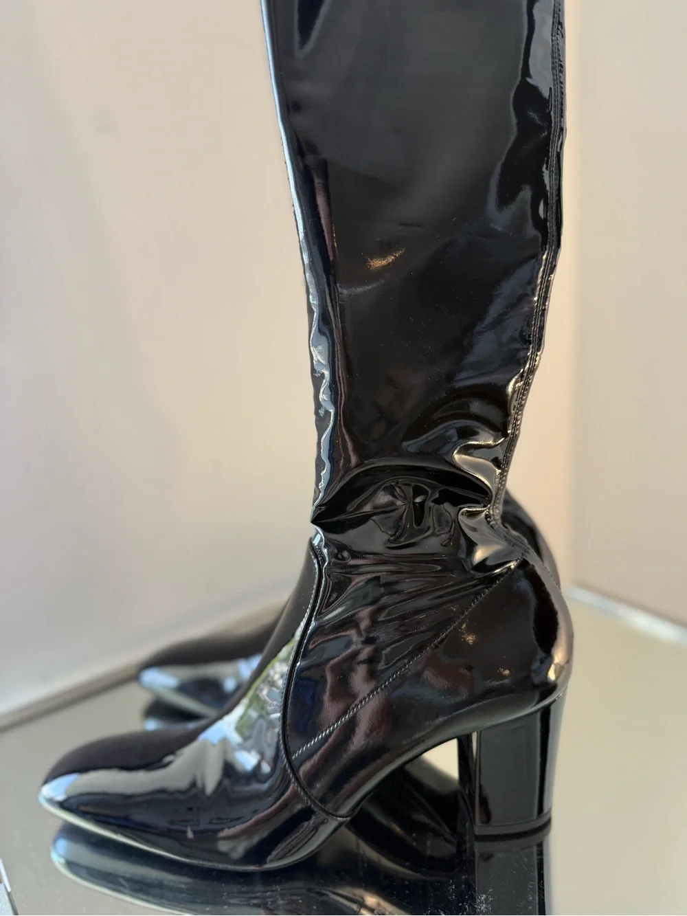 New Saint Laurent Betty Vinyl Over-The-Knee Boots $2,150 41